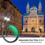 Filtro de estrella variable de 4 a 8 puntos K&F Concept Nano-C Series (67 mm)