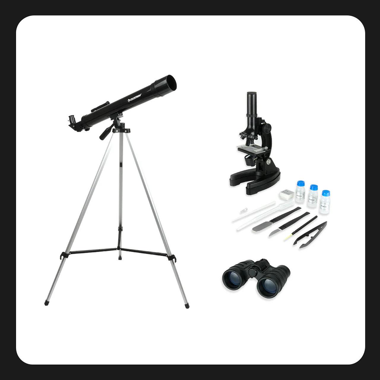 Kit Celestron (Telescopio, Binocular y Microscopio)