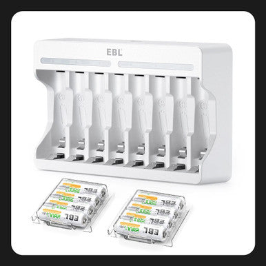 Kit de 8 baterias EBL 2800mAh con cargador