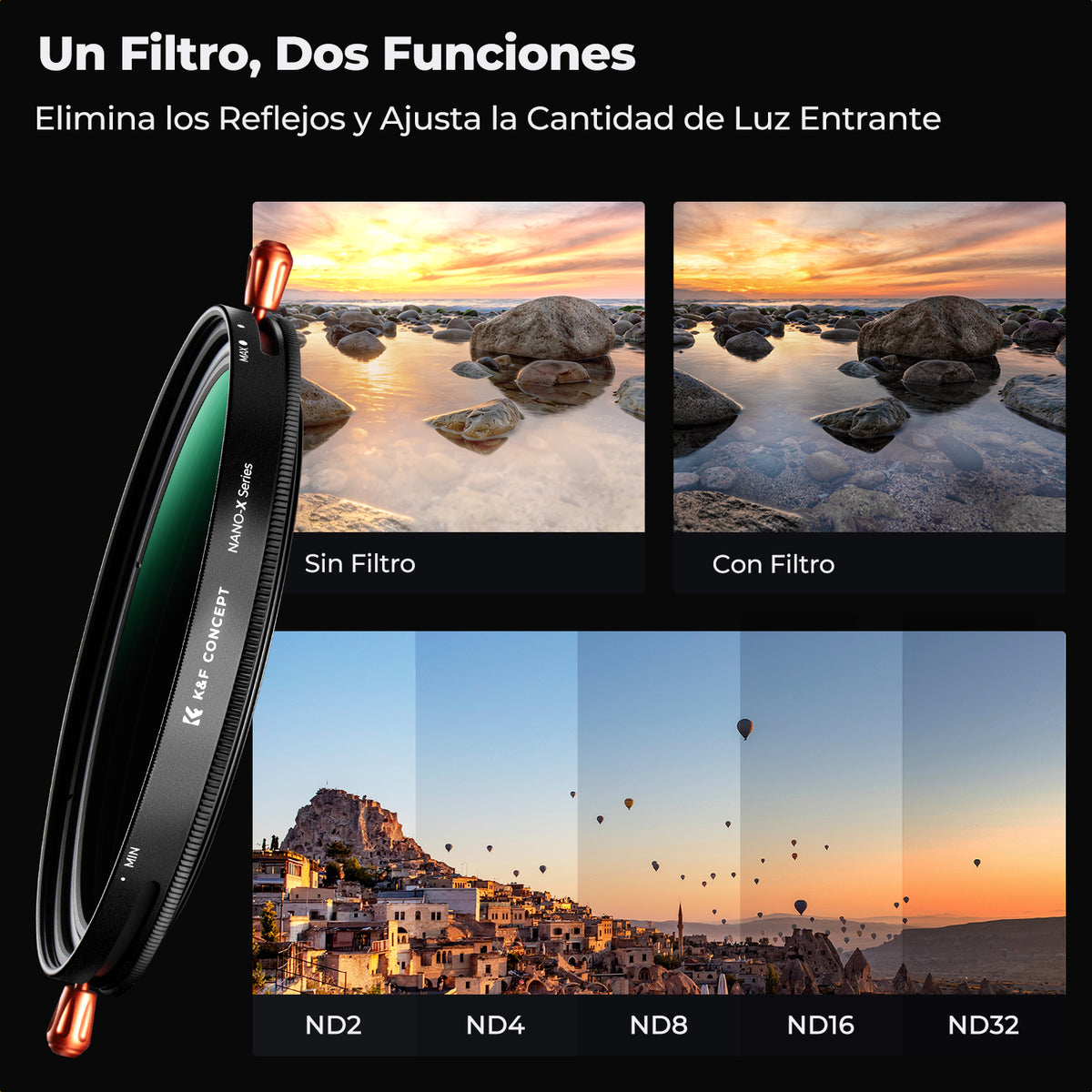 Filtro K&F Concept 67mm 2en1 CPL+VND2-32 HD Nano X Series