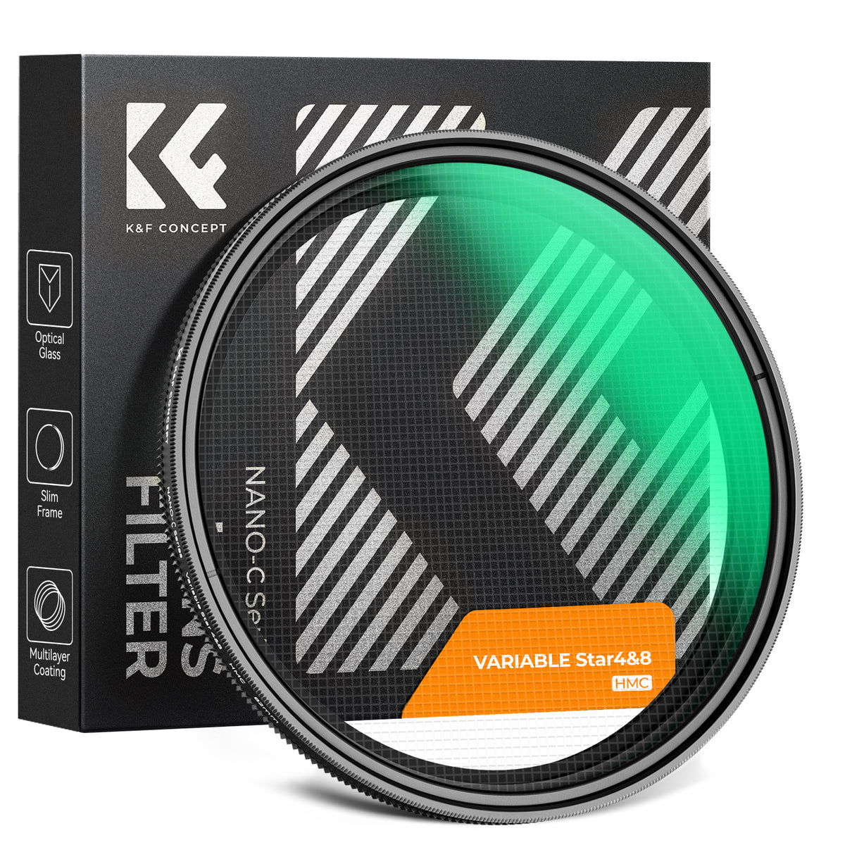 Filtro Estrella K&F Concept 49mm Variable 4-8 Puntas 18 Capas