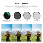 Filtro K&F Concept 67mm 3en1 CPL+VND2-32+Black Mist 1/4 Nano