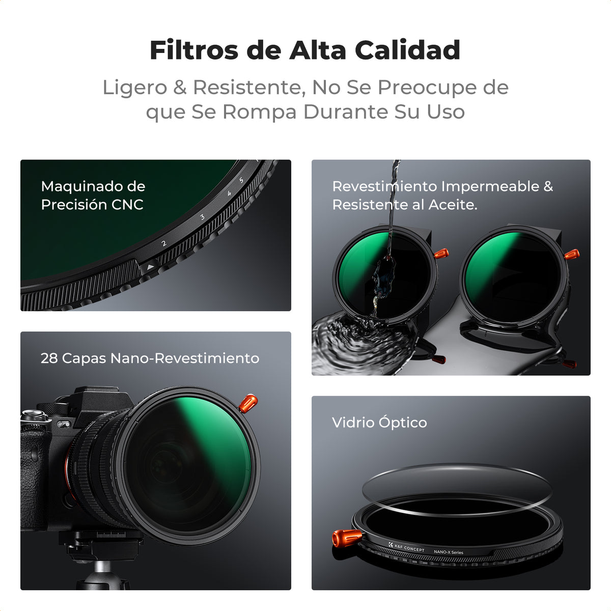 Filtro K&F Concept 67mm 3en1 CPL+VND2-32+Black Mist 1/4 Nano