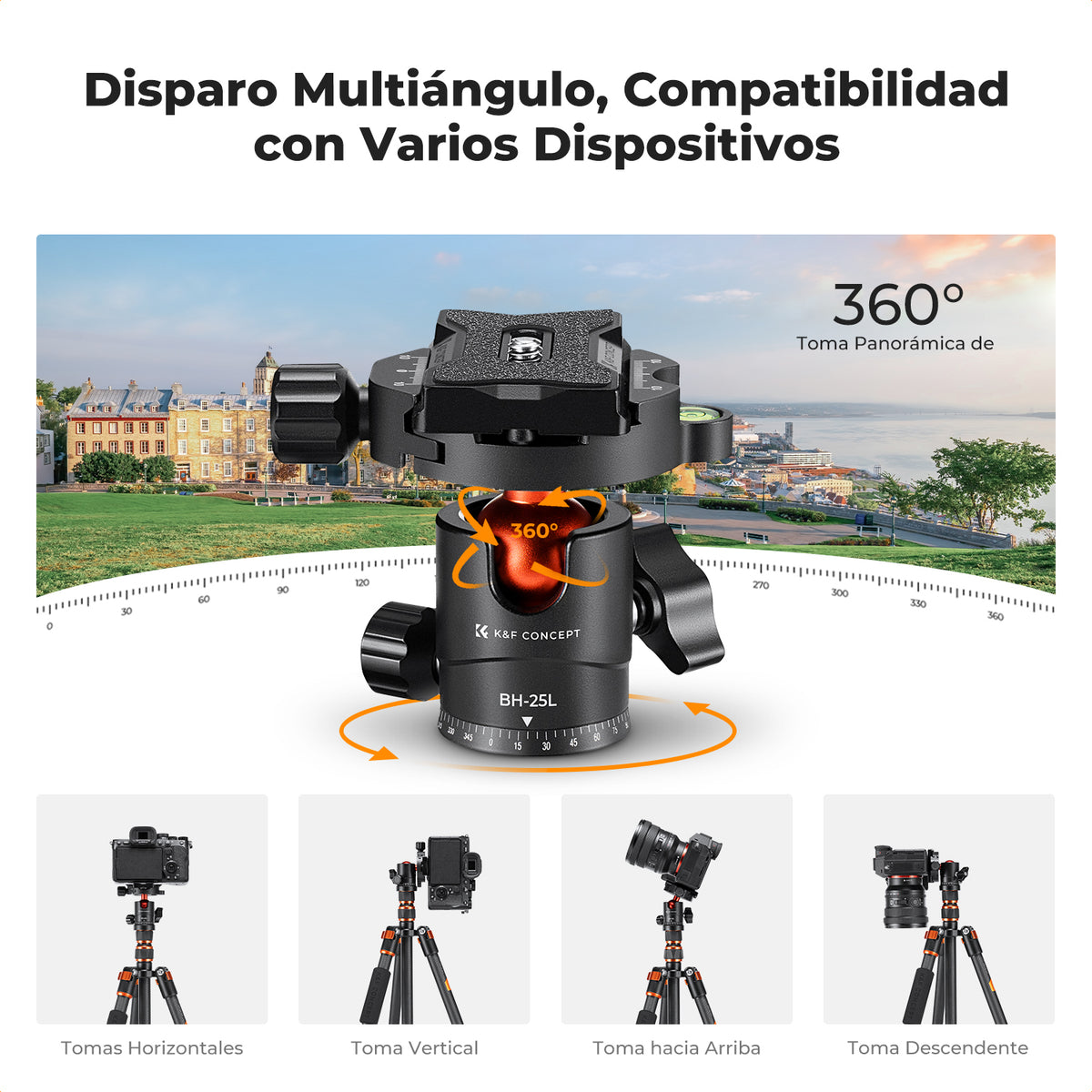 Trípode K&F Concept Fibra de Carbono con Monopié Desmontable