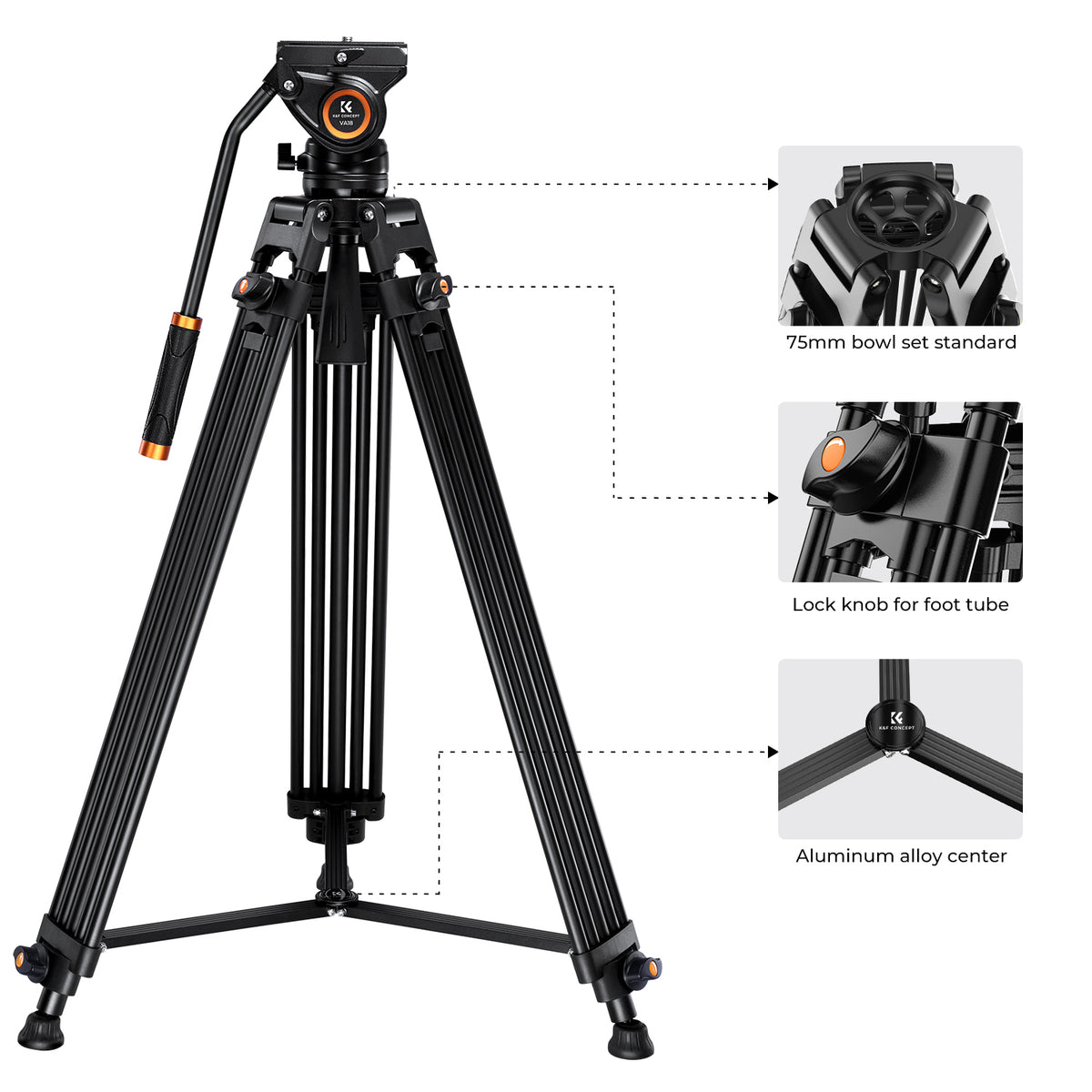 Trípode de Video K&F Concept VA18+VH081 (Basic Model)