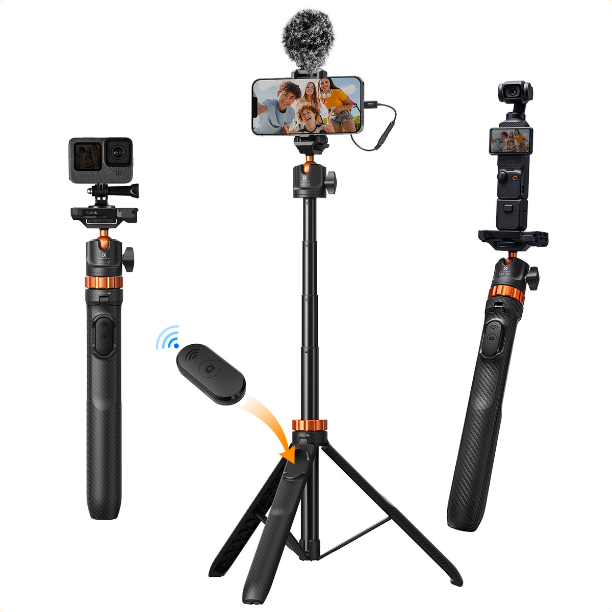 Palo Selfie Trípode K&F Concept MS04 159cm Negro