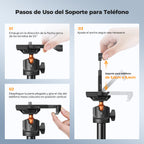 Palo Selfie Trípode K&F Concept MS04 159cm Negro