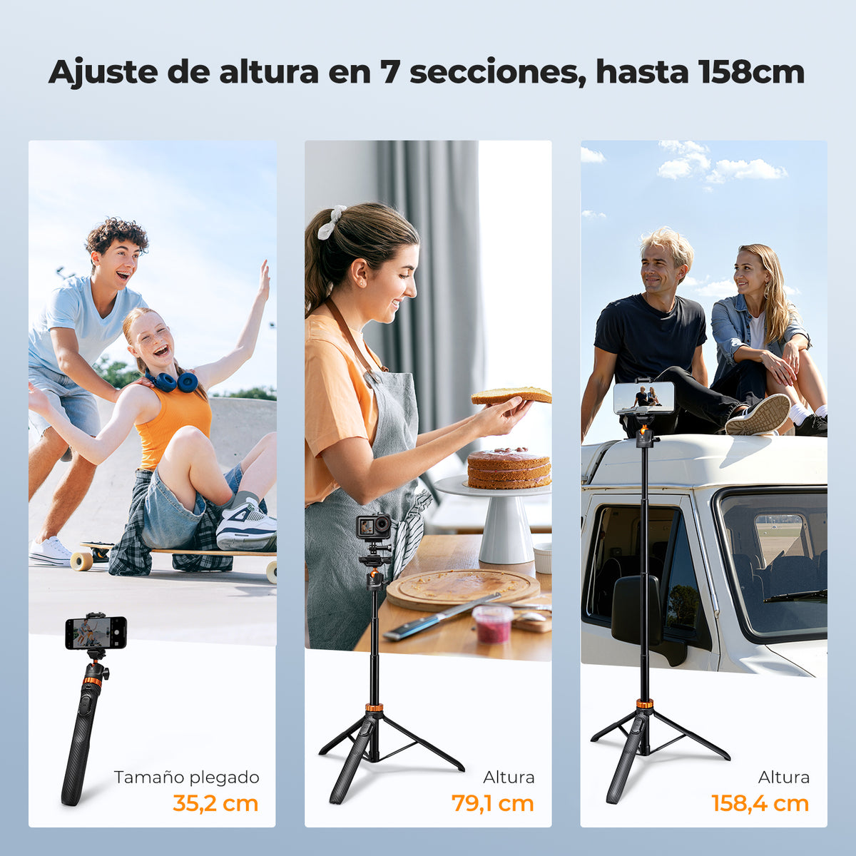 Palo Selfie Trípode K&F Concept MS04 159cm Negro