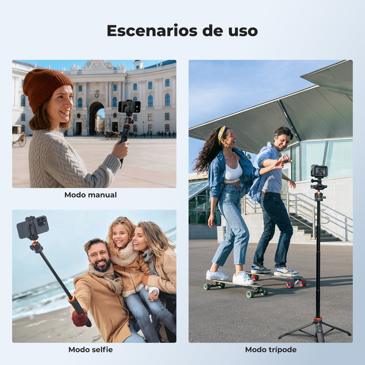 Palo Selfie Trípode K&F Concept MS04 159cm Negro