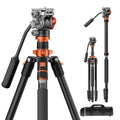 Trípode K&F Concept K234A7+FH-03 con Cabezal Fluido y Monopié 2en1