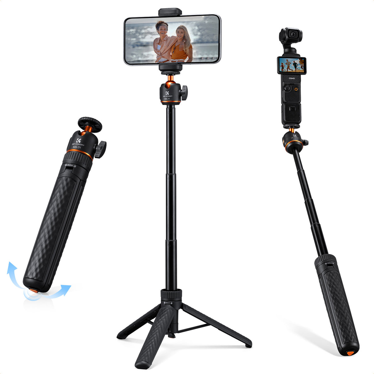 Mini Trípode Selfie K&F Concept 65cm con Adaptador para Celular