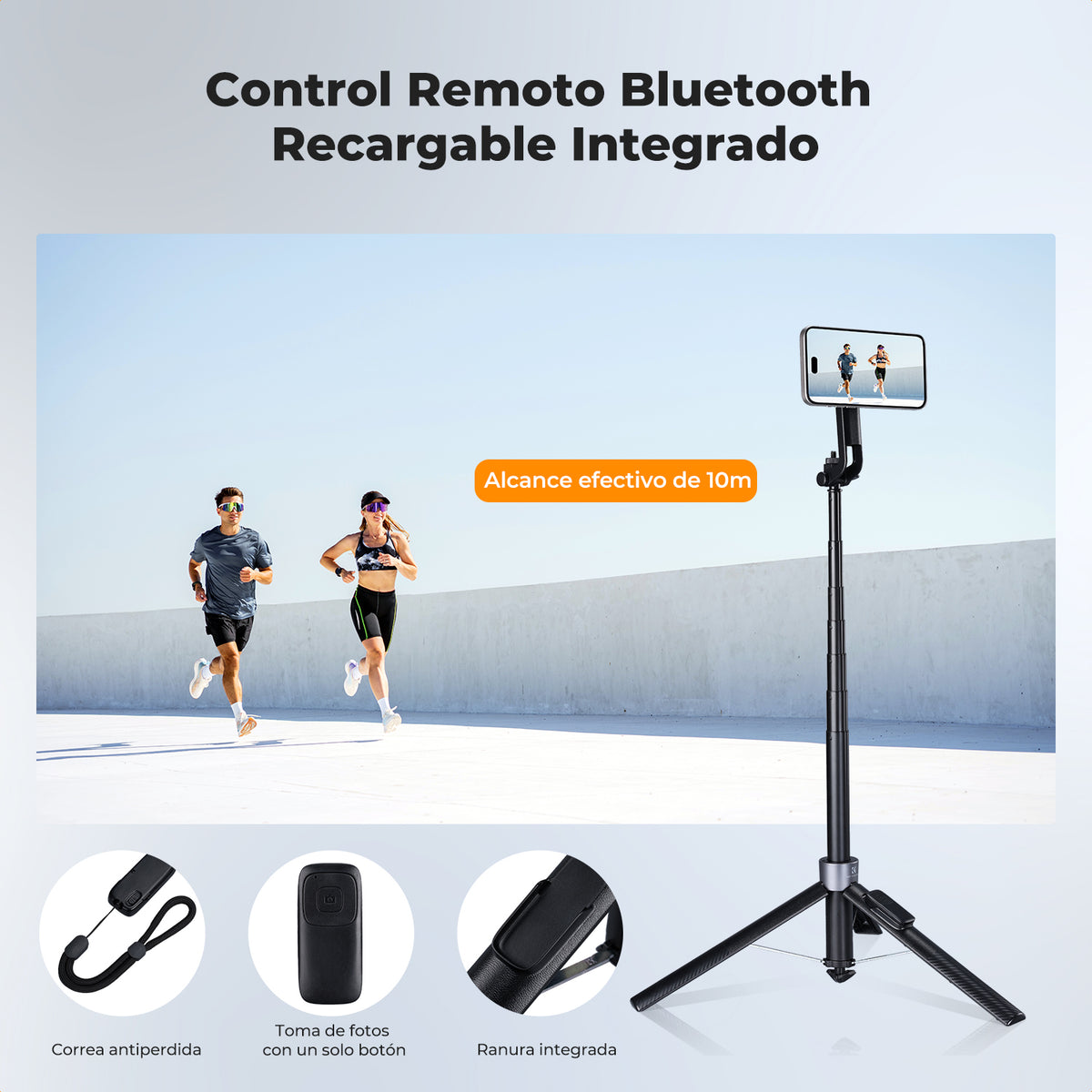Palo Selfie Trípode K&F Concept MS52 175cm 3en1 Magnético Bluetooth