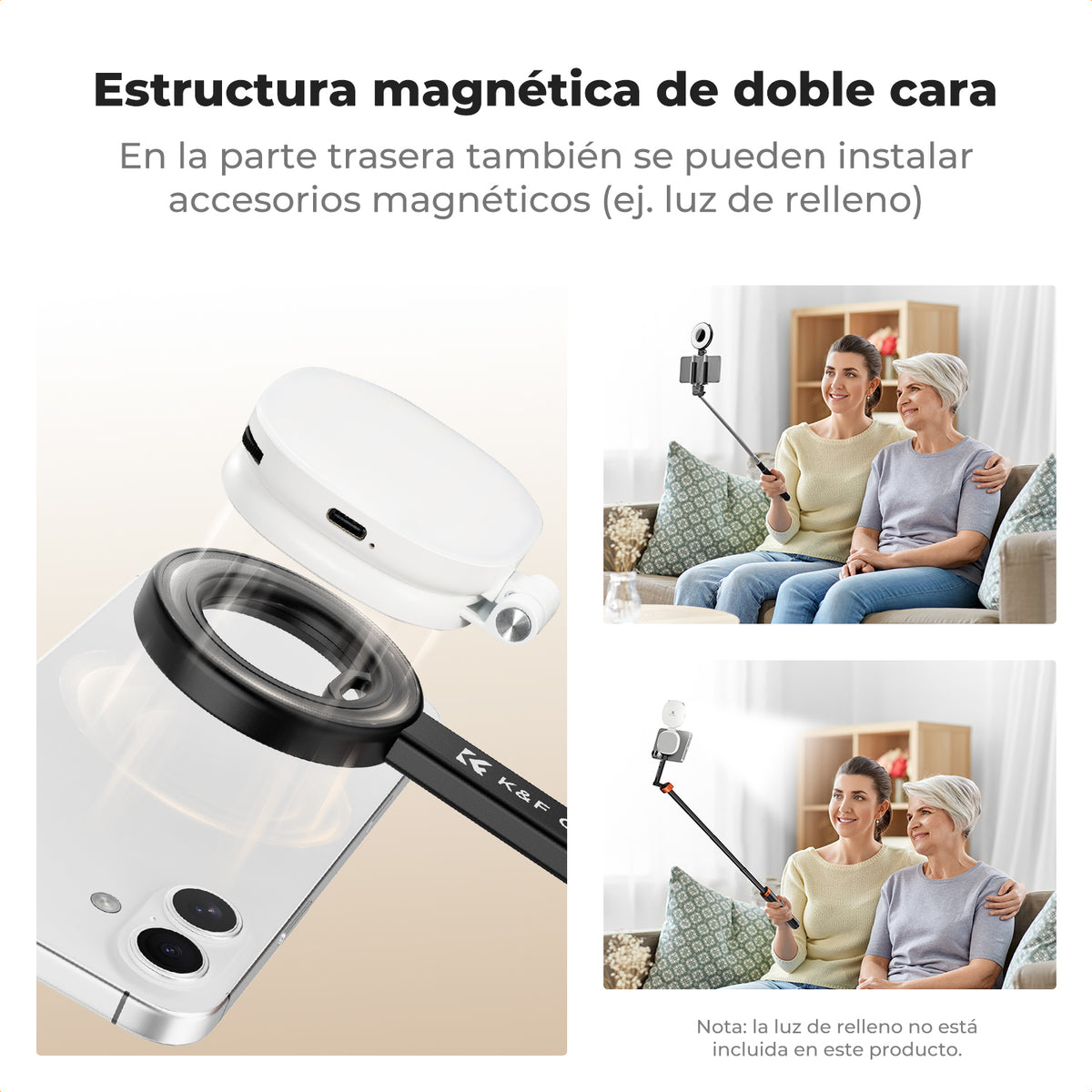 Mini Trípode Selfie Magnético K&F Concept 71" con Bluetooth MS18 Negro