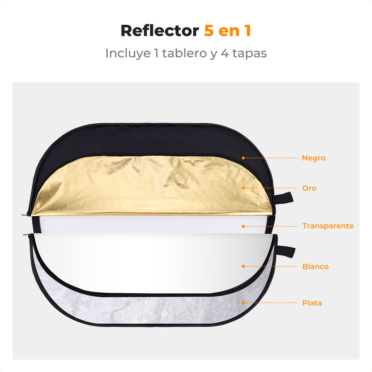 Reflector Ovalado 5 en 1 K&F Concept 100x150cm