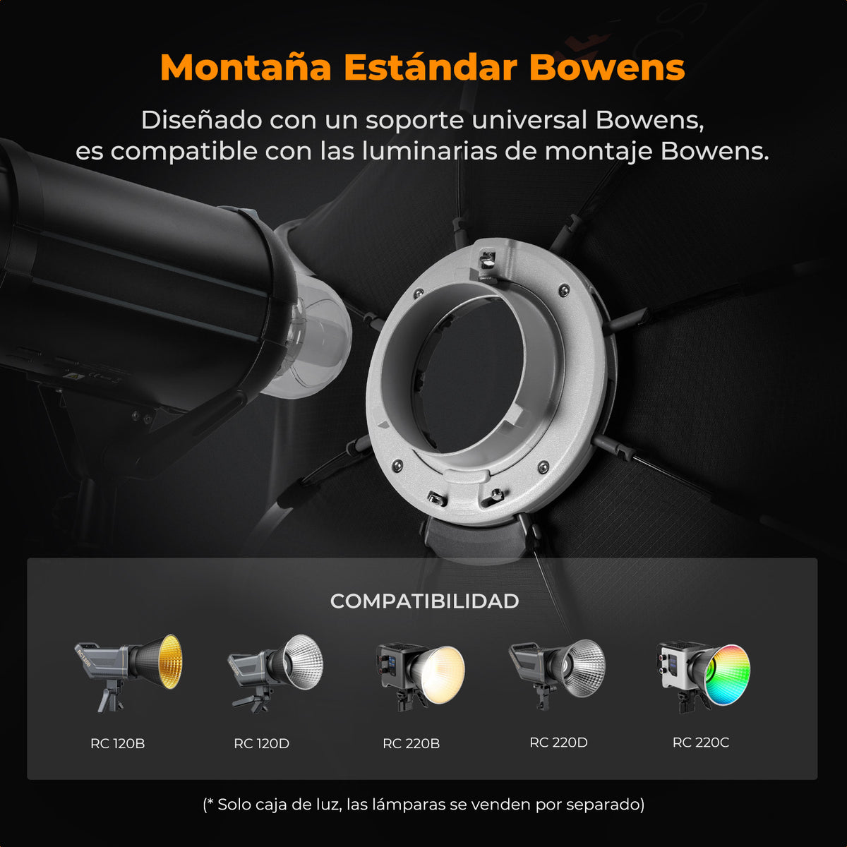 Softbox Octagonal K&F Concept 65cm Bowens con Malla y Difusor