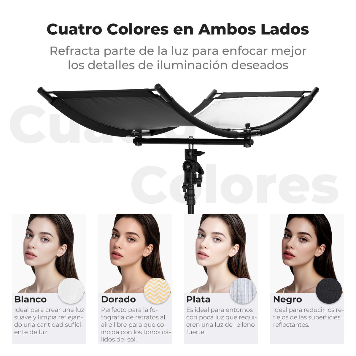 Reflector Curvo K&F Concept 4 en 1 en U 39"x17.7" con Stand 1.5m