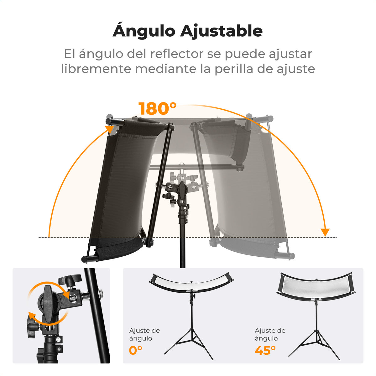 Reflector Curvo K&F Concept 4 en 1 en U 39"x17.7" con Stand 1.5m