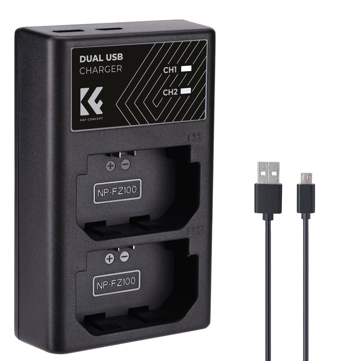 Cargador Doble K&F Concept para Batería Sony NP-FZ100 USB-C