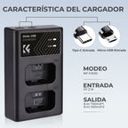 Cargador Doble K&F Concept para Batería Sony NP-FW50 USB-C