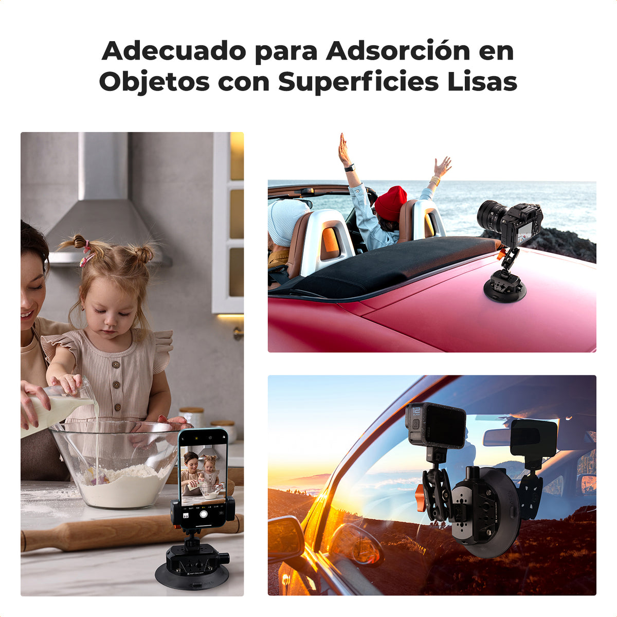 Ventosa K&F Concept para cámara con Brazo articulado adaptador 4.5 in