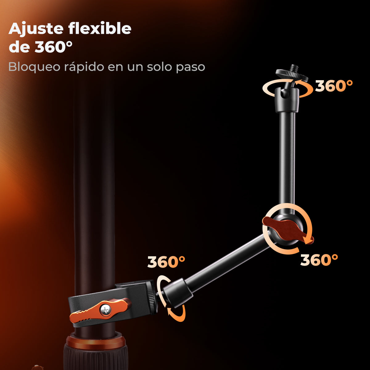 Brazo Articulado K&F Concept con Sujertador 9.8" NEGRO
