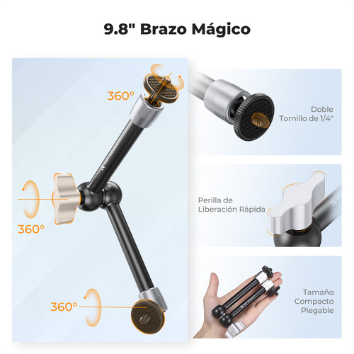 Brazo Articulado K&F Concept con Sujetador 9.8" Plateado