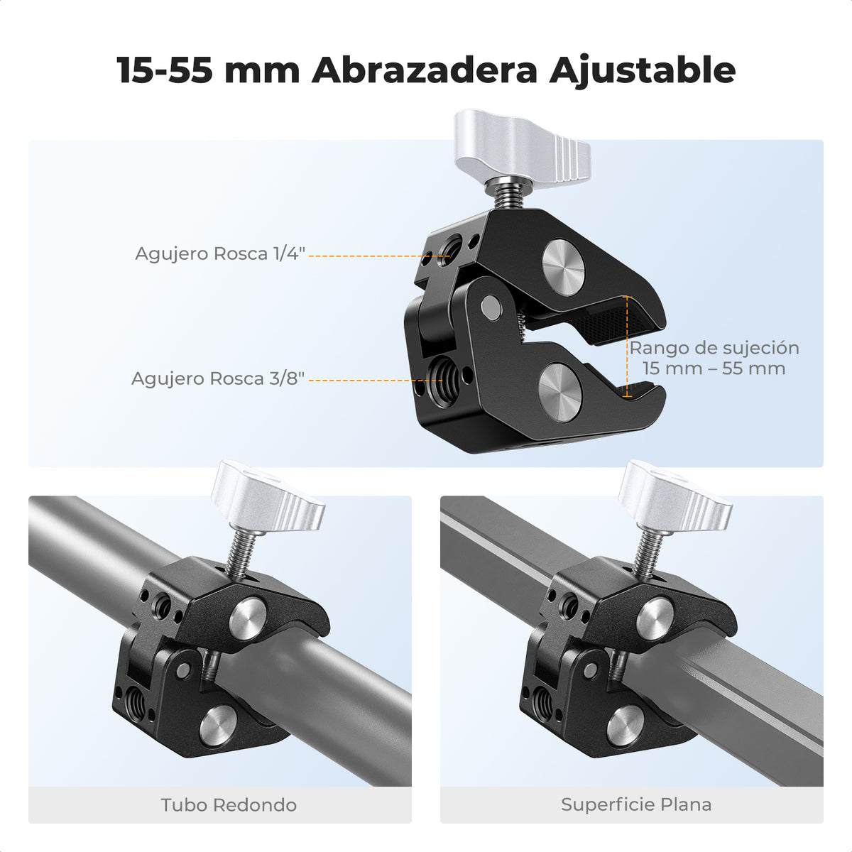 Brazo Articulado K&F Concept con Sujetador 9.8" Plateado