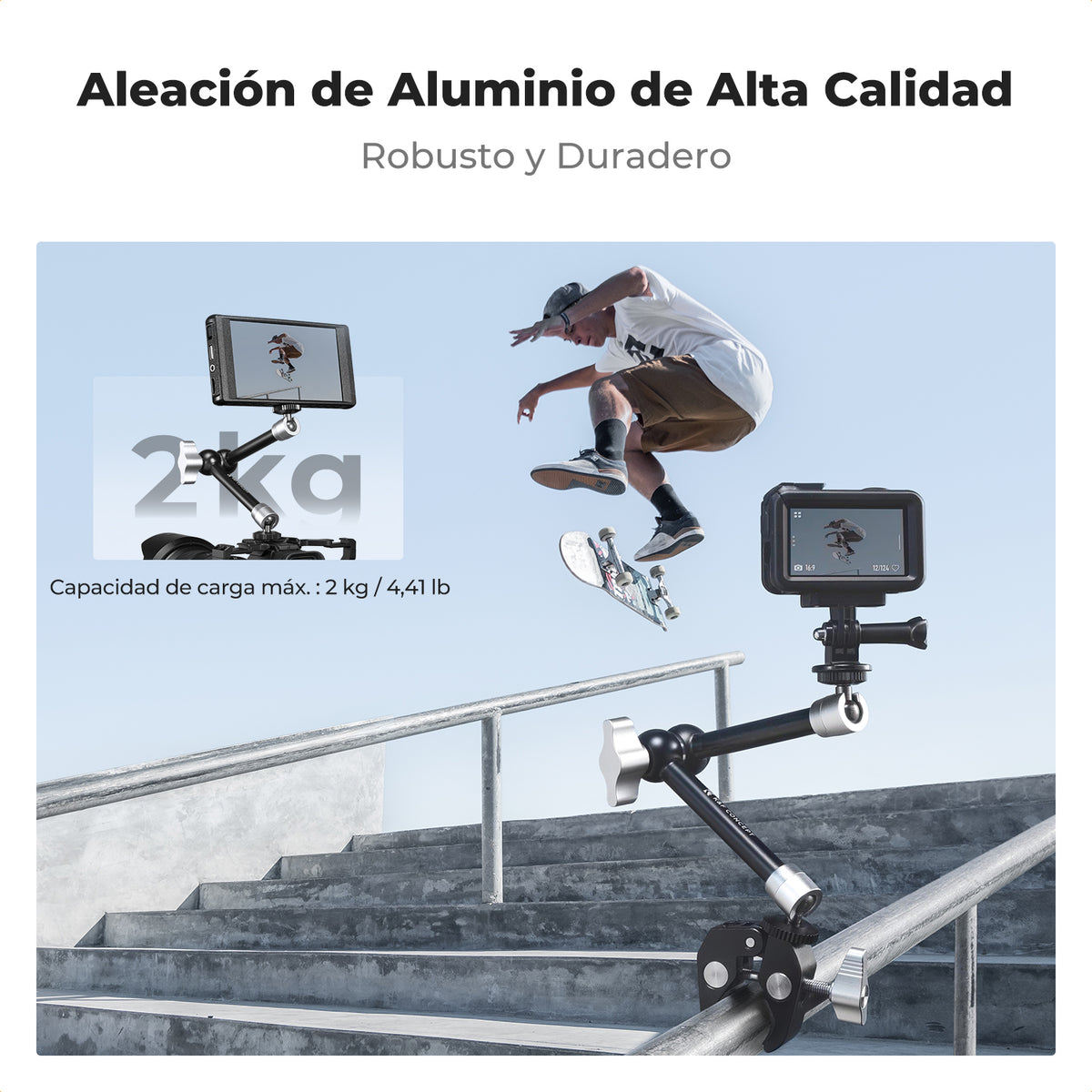 Brazo Articulado K&F Concept con Sujetador 9.8" Plateado