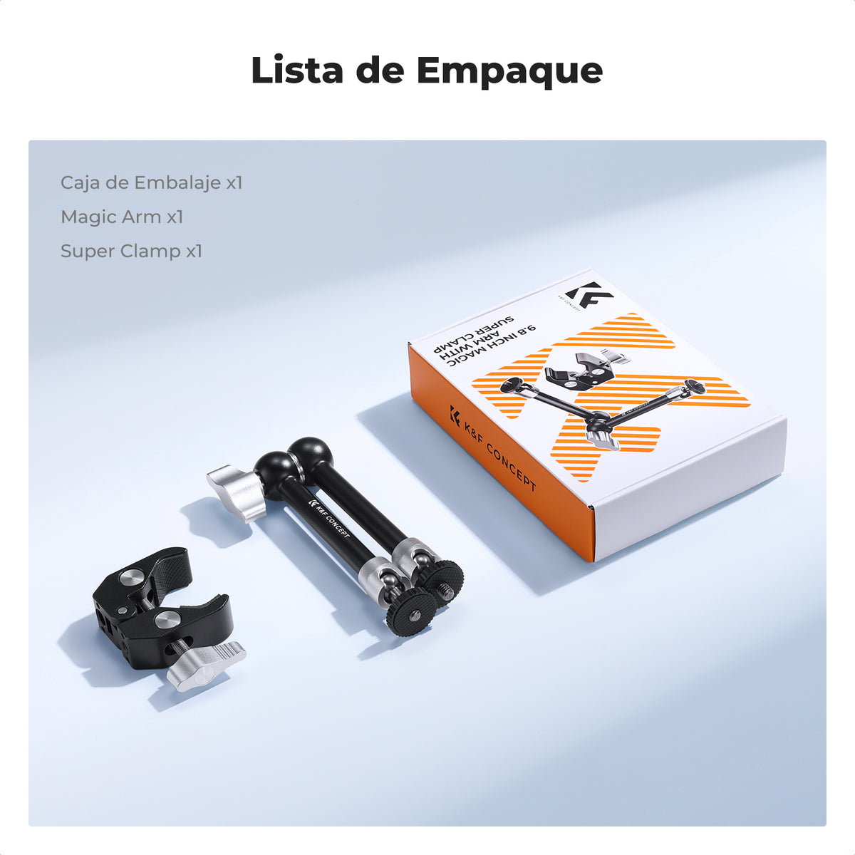 Brazo Articulado K&F Concept con Sujetador 9.8" Plateado
