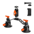 Ventosa doble K&F Concept para cámara con brazo articulado adaptador 2 en 1