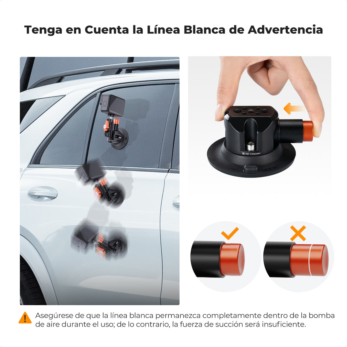 Ventosa doble K&F Concept para cámara con brazo articulado adaptador 2 en 1