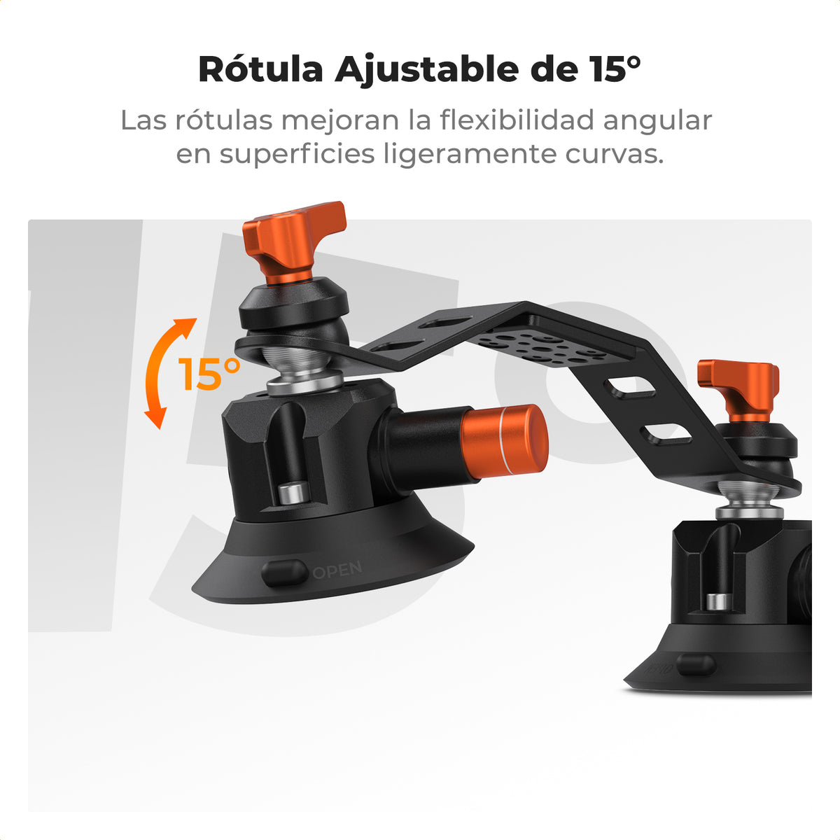 Ventosa doble K&F Concept para cámara con brazo articulado adaptador 2 en 1