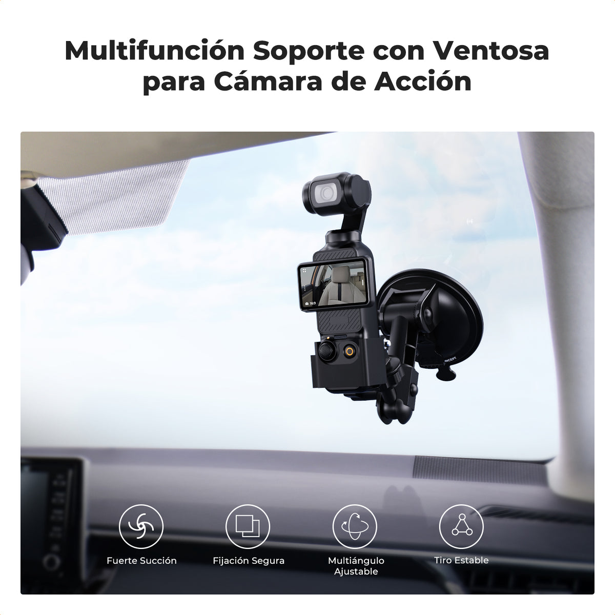 Ventosa K&F Concept para GoPro, DJI Osmo y Cámaras de Acción