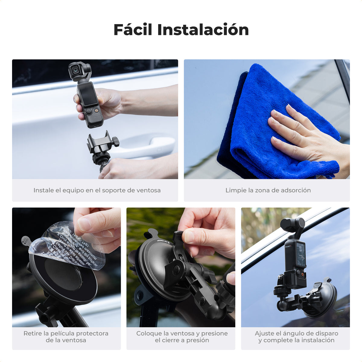 Ventosa K&F Concept para GoPro, DJI Osmo y Cámaras de Acción