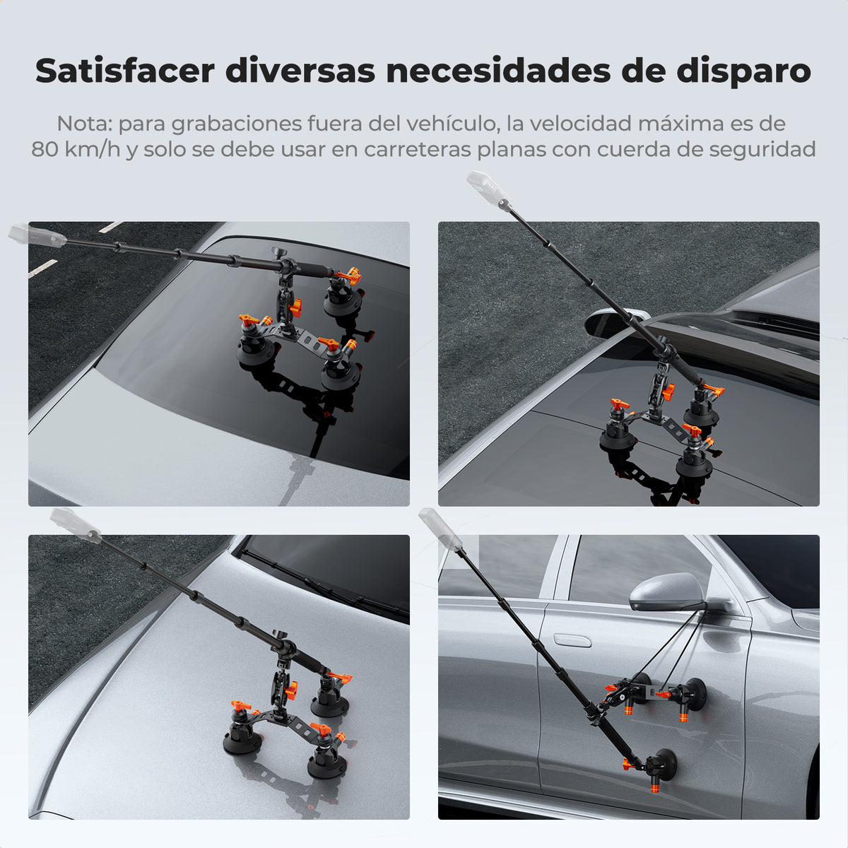 Ventosa Triple K&F Concept para cámara con Brazo Articulado adaptador 3en1