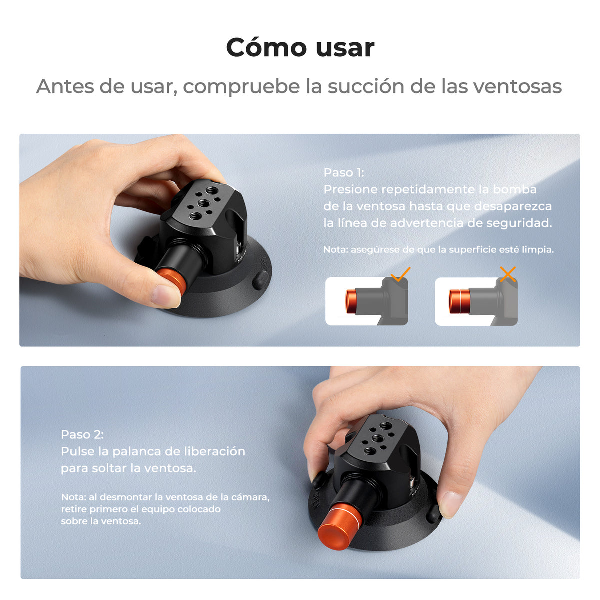 Ventosa Triple K&F Concept para cámara con Brazo Articulado adaptador 3en1