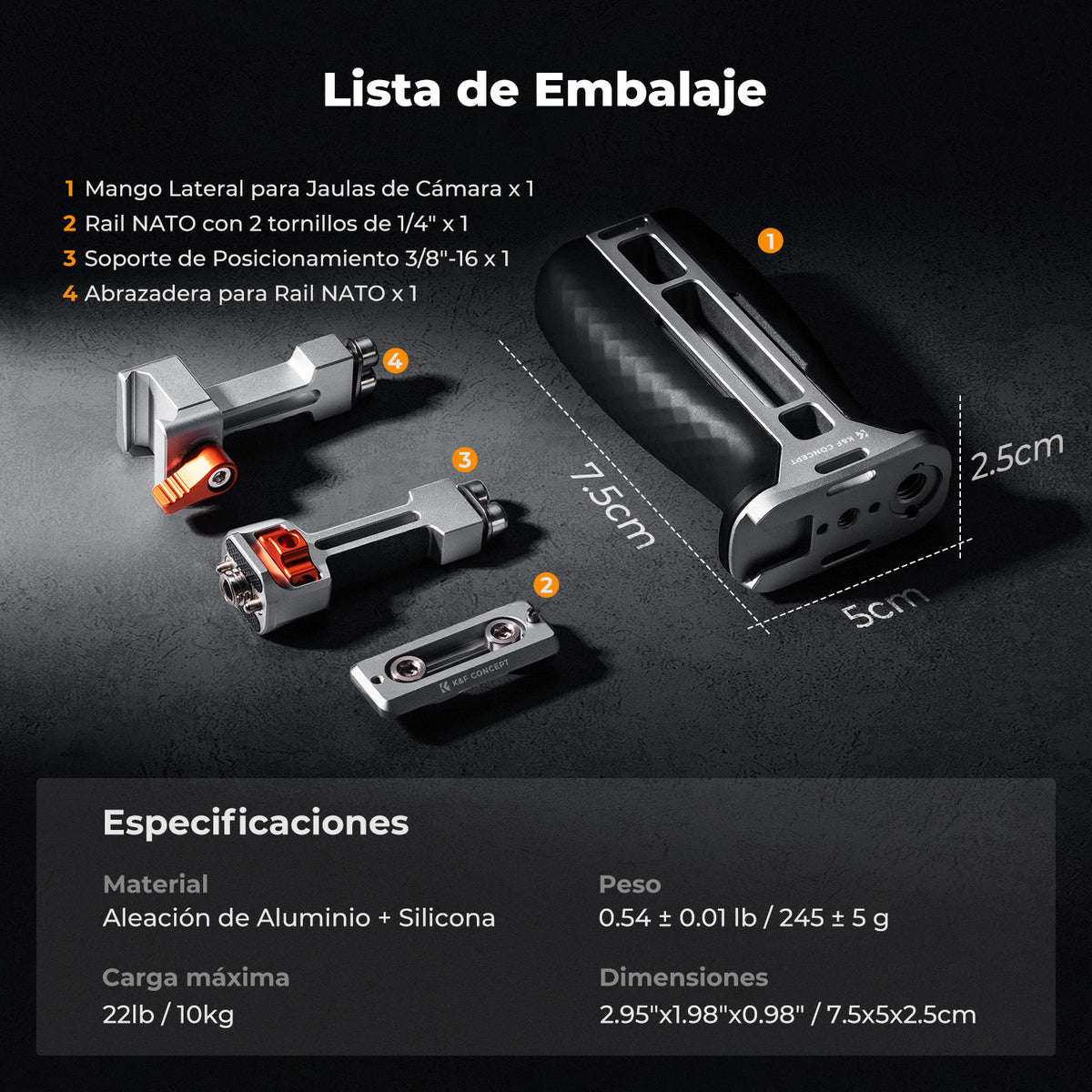 K&F Concept Empuñadura Lateral para Jaula de Cámara