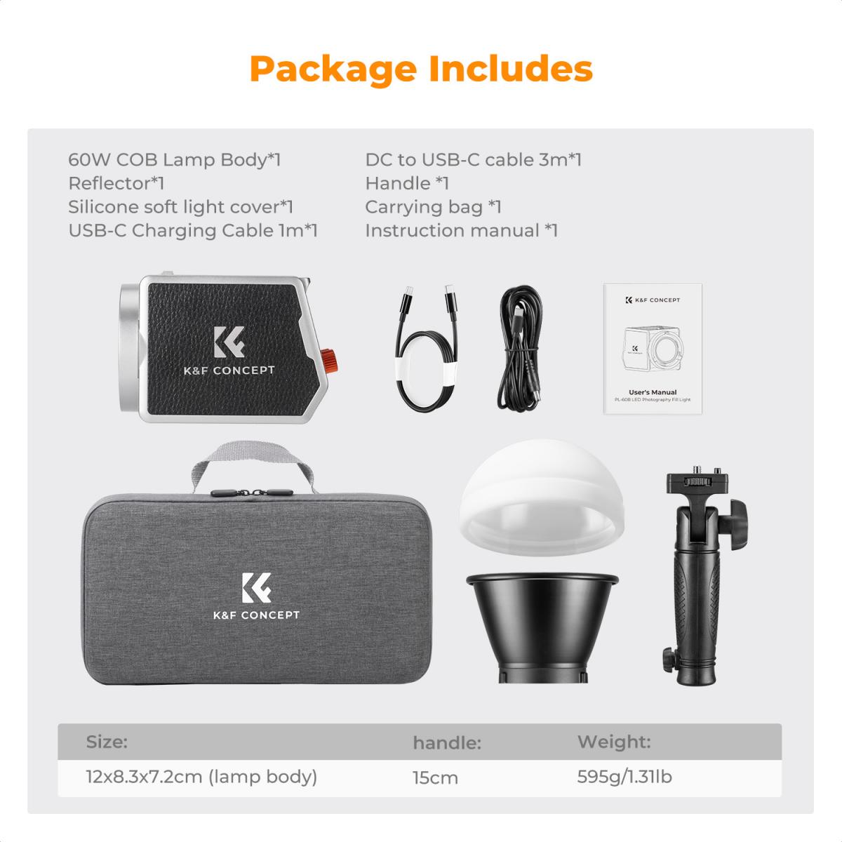 Luz LED  K&F Concept 60W COB Bicolor