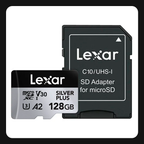 Lexar Professional Silver Plus 128GB microSDXC UHS-I V30 (205MB/s)