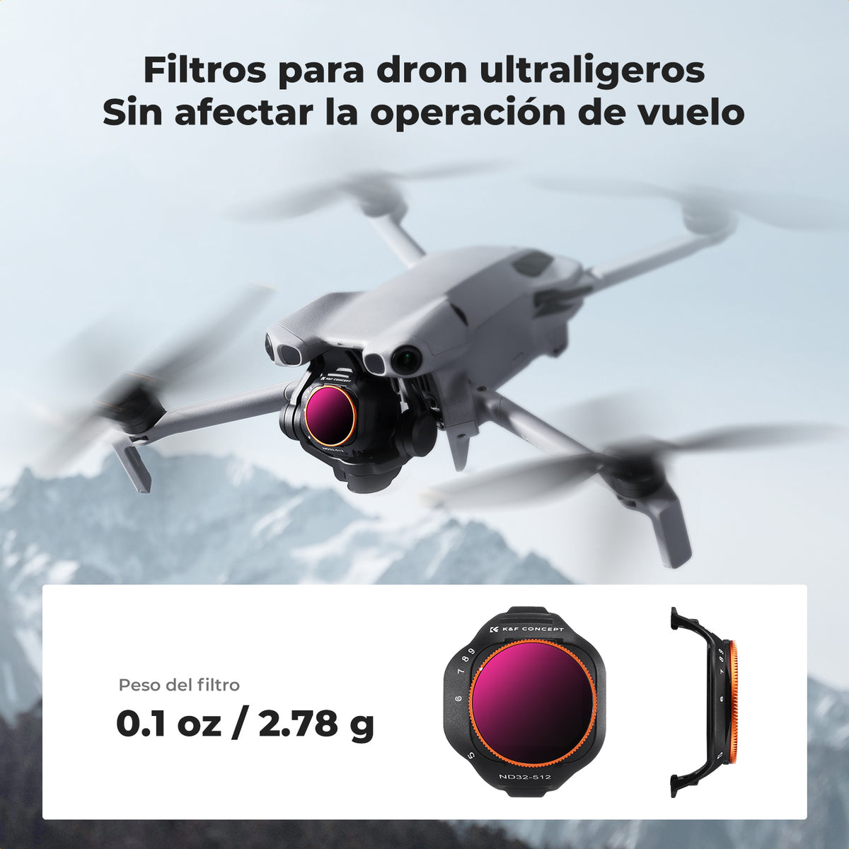 Kit 2 Filtros K&F Concept VND2-32 y VND32-512 para DJI Mini 5 Pro
