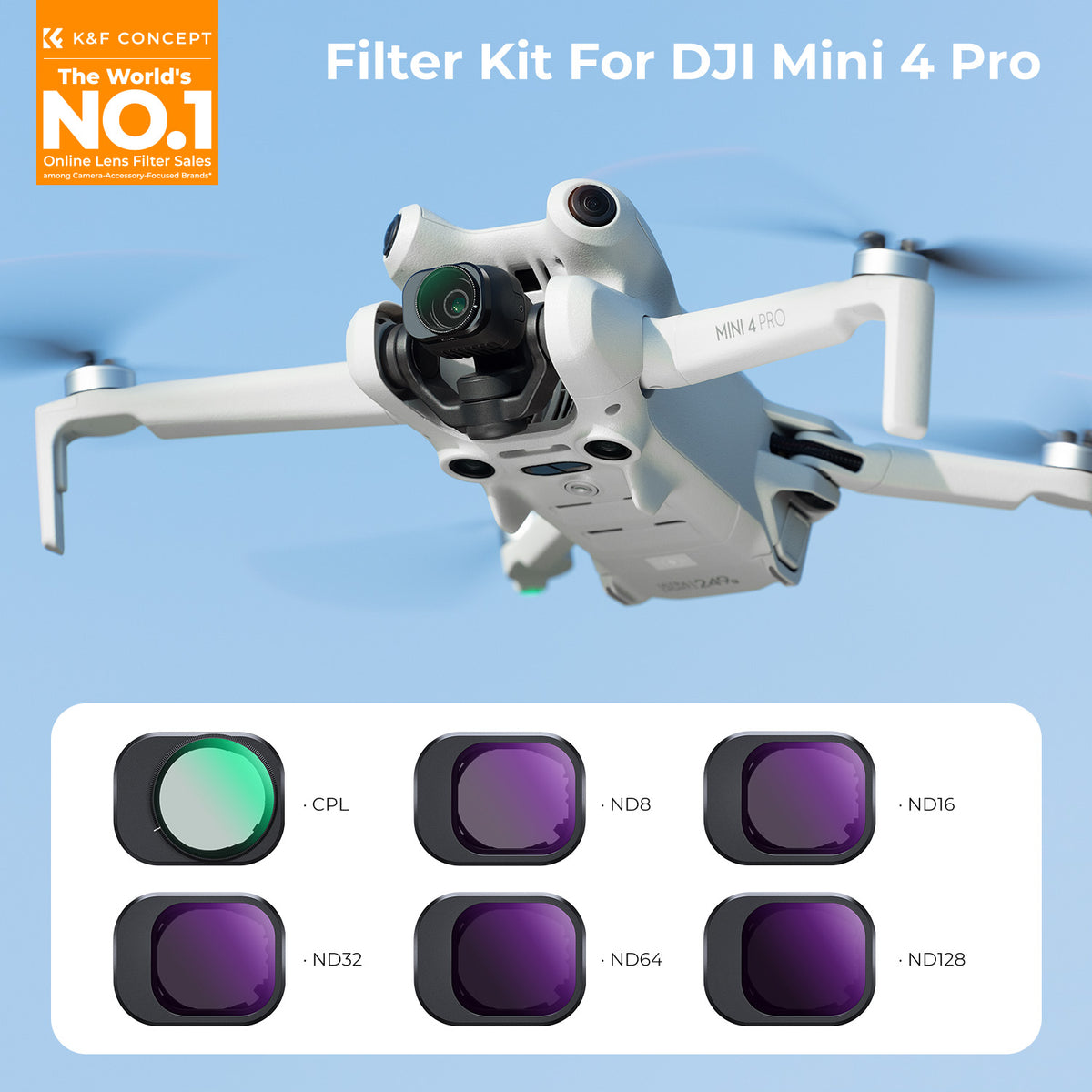Kit 6 Filtros K&F Concept CPL+ND para DJI Mini 4 Pro