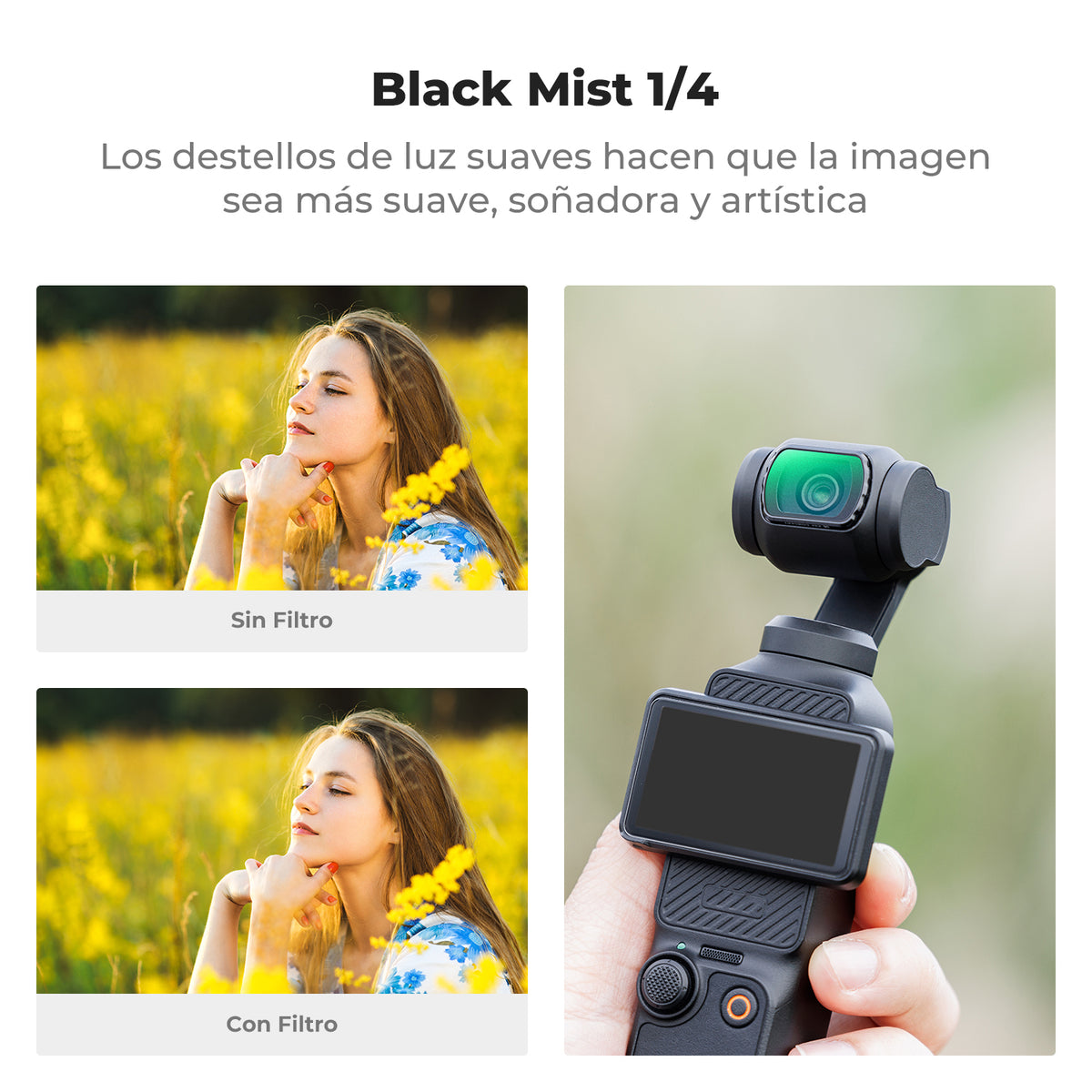 Kit 3 Filtros K&F Concept CPL+VND2-32+Black Mist 1/4 para DJI Osmo Pocket 3 y 4